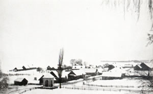 Miadziol, a Tartar village on the shores of Lake Narocz, in winter time